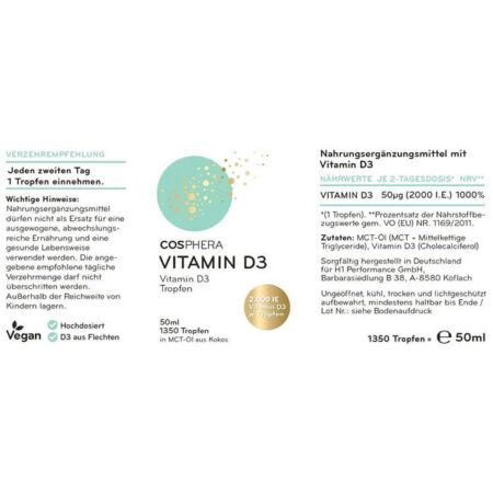 Cosphera Vitamin D3 Tropfen - Anwendungsempfehlung und Inhaltsstoffe